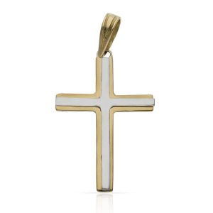 Cruz oro 18kl bicolor – 18x26mm