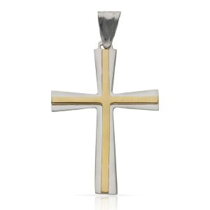 Cruz oro 18kl bicolor -22x33mm