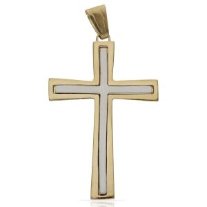 Cruz oro 18kl bicolor – 26x40mm
