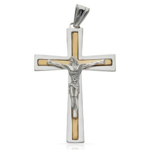 Cruz oro 18kl cristo bicolor – 26x40mm