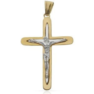 Cruz oro 18kl cristo bicolor – 27x41mm