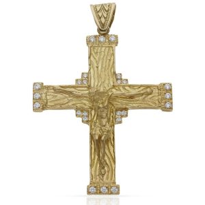 Cruz oro 18kl cristo circonitas