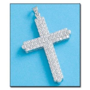 Cruz oro blanco de 18kl con circonitas