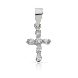 Cruz oro blanco 18kl circonitas –  9x15mm