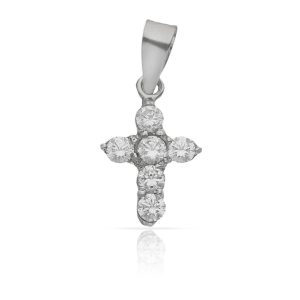 Cruz oro blanco 18kl circonitas – 10x15mm