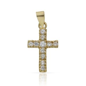 Cruz oro 18kl circonitas – 12x20mm