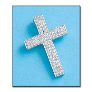Cruz oro blanco de 18kl con circonitas