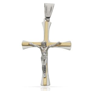 Cruz oro 18kl cristo bicolor