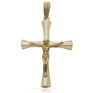 Cruz oro 18kl cristo bicolor