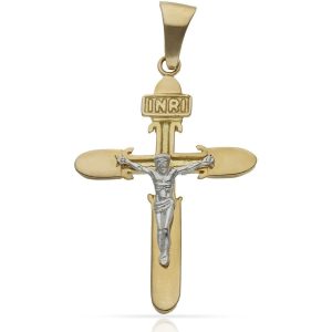 Cruz oro 18kl cristo bicolor