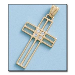 Cruz en oro de 18kl circonitas – 20x34mm