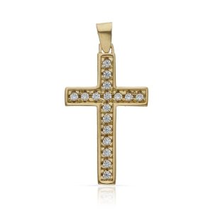 Cruz oro 18kl circonitas – 16x27mm
