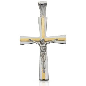 Cruz cristo oro 18kl bicolor – 22x32mm