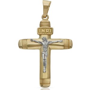 Cruz oro 18kl cristo bicolor