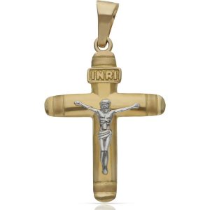 Cruz oro 18kl cristo bicolor
