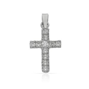 Cruz oro blanco 18kl circonitas – 12x19mm