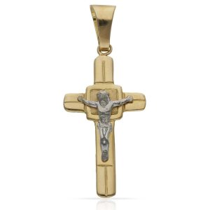 Cruz oro 18kl cristo – 18x35mm