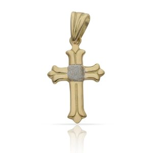 Cruz oro 18kl bicolor – 14x23mm