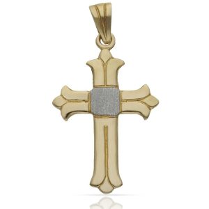 Cruz oro 18kl bicolor – 22x36mm