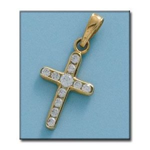 Cruz oro 18kl circonitas – 14x24mm