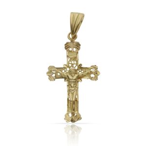 Cruz oro 18kl filigrana cristo – 18x32mm