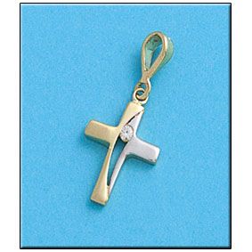 Cruz oro 18kl bicolor – 11x17mm