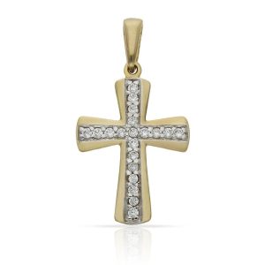 Cruz oro 18kl bicolor circonitas – 14x21mm