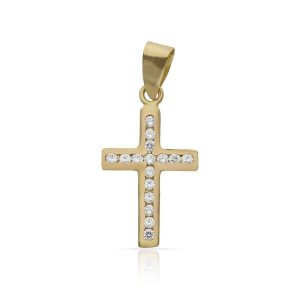 Cruz oro 18kl circonitas – 11x18mm