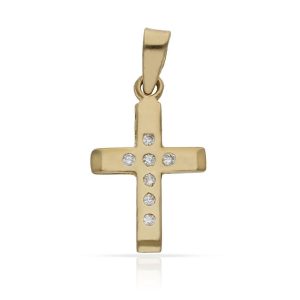 Cruz oro 18kl circonitas – 11x17mm