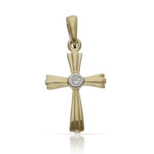 Cruz oro 18kl circonita – 11x17mm