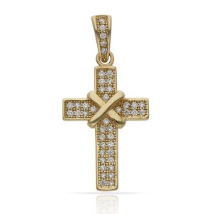 Cruz oro 18kl circonitas – 13x21mm