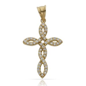 Cruz oro 18kl circonitas – 14x23mm