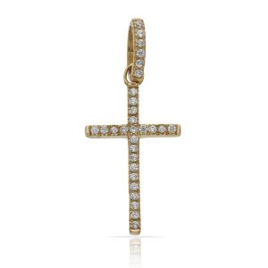 Cruz oro 18kl circonitas – 12x21mm