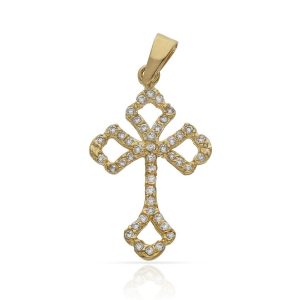 Cruz oro 18kl circonitas – 14x22mm