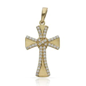 Cruz oro 18kl circonitas – 13x22mm
