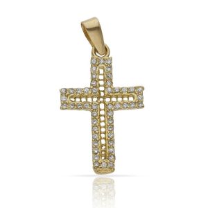 Cruz oro 18kl circonitas – 14x22mm
