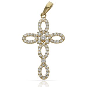 Cruz oro 18kl circonitas – 15x25mm