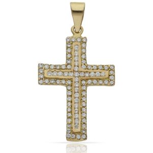 Cruz oro 18kl circonitas – 17x26mm