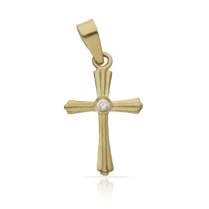 Cruz oro 18kl circonita – 11x17mm