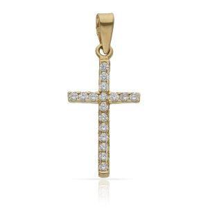 Cruz oro 18kl circonitas – 12x22mm