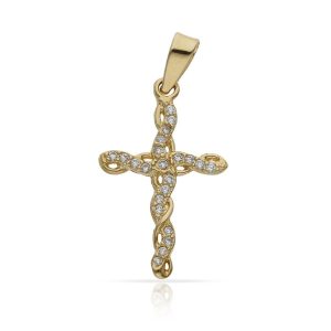 Cruz oro 18kl circonitas – 13x20mm
