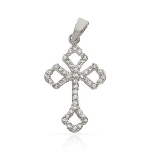 Cruz oro blanco 18kl circonitas – 14x22mm