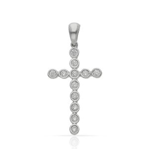 Cruz oro blanco 18kl circonitas – 11x19mm