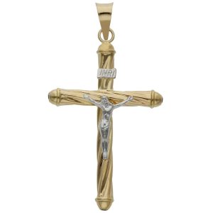 Cruz oro 18kl bicolor con cristo – 26x44mm