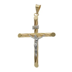 Cruz oro 18kl bicolor con cristo – 26x37mm