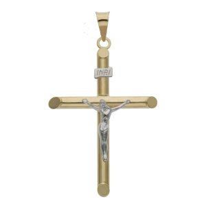 Cruz oro 18kl bicolor cristo – 26x39mm