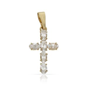 Cruz oro 18kl circonitas – 13x23mm