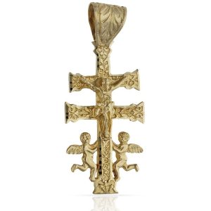 Cruz oro 18kl caravaca – 24x47mm