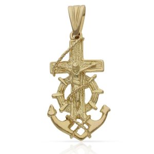 Cruz oro 18kl marinera cristo – 16x29mm