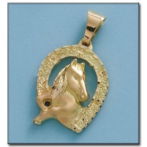 Cabeza oro 18kl caballo y herradura